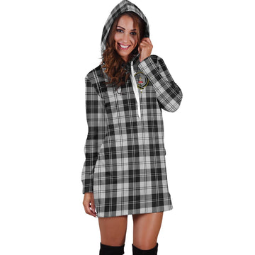 Erskine Black and White Tartan Hoodie Dress with Family Crest