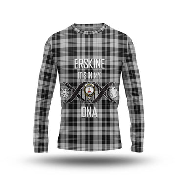 Erskine Black and White Tartan Long Sleeve T-Shirt with Family Crest DNA In Me Style