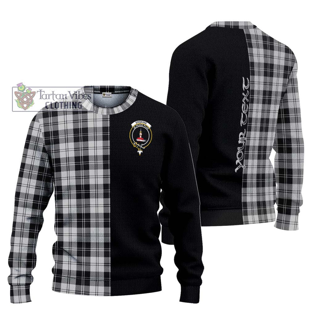 Erskine Black and White Tartan Knitted Sweater with Family Crest and Half Of Me Style Unisex - Tartanvibesclothing Shop