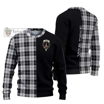 Erskine Black and White Tartan Ugly Sweater with Family Crest and Half Of Me Style