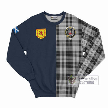 Erskine Black and White Tartan Sweatshirt Alba with Scottish Lion Royal Arm Half Style