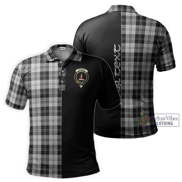 Erskine Black and White Tartan Polo Shirt with Family Crest and Half Of Me Style