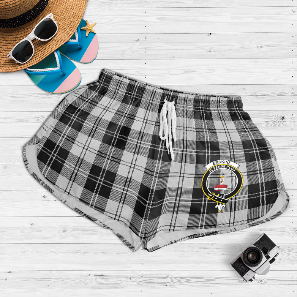 erskine-black-and-white-tartan-womens-shorts-with-family-crest