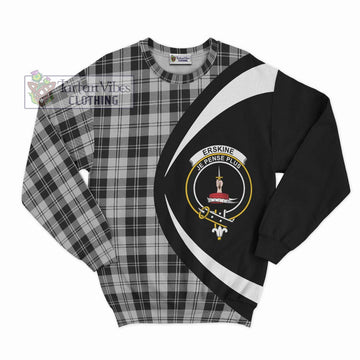 Erskine Black and White Tartan Sweatshirt with Family Crest Circle Style