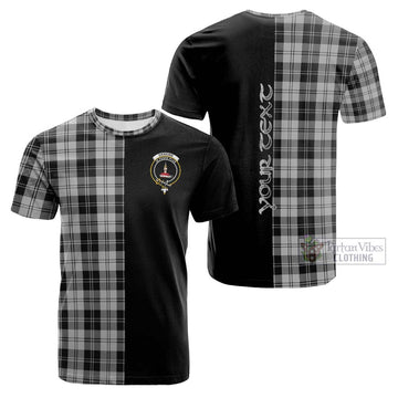 Erskine Black and White Tartan Cotton T-shirt with Family Crest and Half Of Me Style