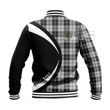 Erskine Black and White Tartan Baseball Jacket with Family Crest Circle Style