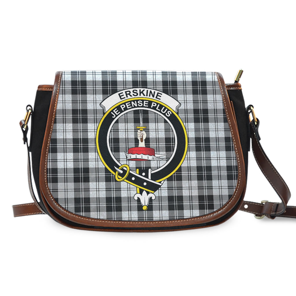 Erskine Black and White Tartan Saddle Bag with Family Crest - Tartan Vibes Clothing