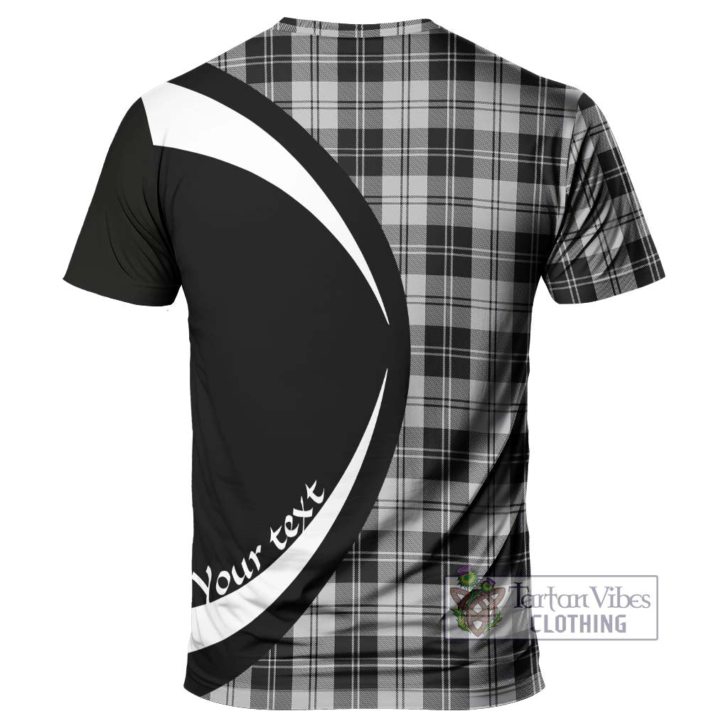 Tartan Vibes Clothing Erskine Black and White Tartan T-Shirt with Family Crest Circle Style