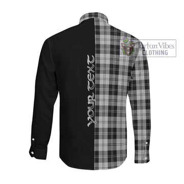 Erskine Black and White Tartan Long Sleeve Button Shirt with Family Crest and Half Of Me Style