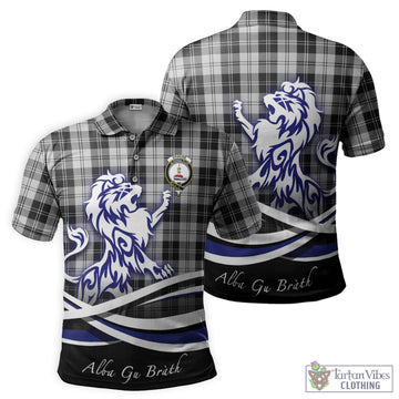 Erskine Black and White Tartan Polo Shirt with Alba Gu Brath Regal Lion Emblem