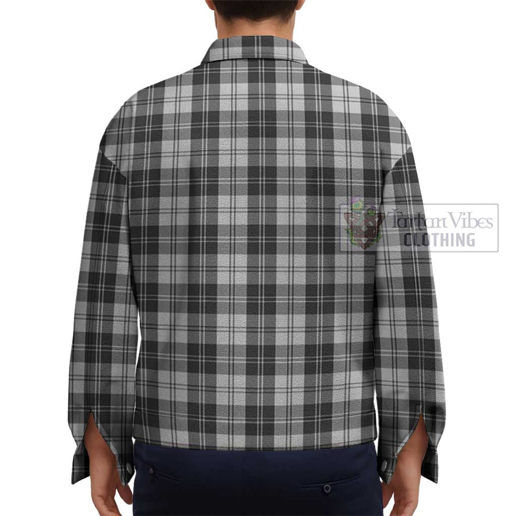 Erskine Black and White Tartan Unisex Lapel Cotton Jacket - Tartan Vibes Clothing