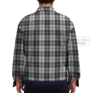 Erskine Black and White Tartan Unisex Lapel Cotton Jacket