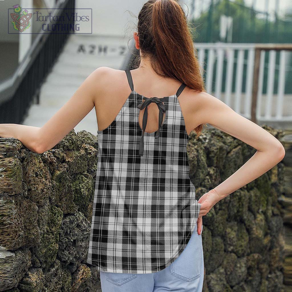 Tartan Vibes Clothing Erskine Black and White Tartan Loose Halter Neck Camisole