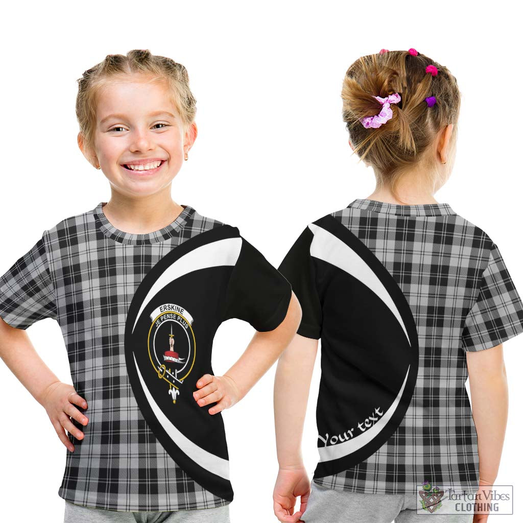 Erskine Black and White Tartan Kid T-Shirt with Family Crest Circle Style - Tartan Vibes Clothing