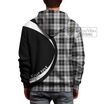 Erskine Black and White Tartan Hoodie with Family Crest Circle Style