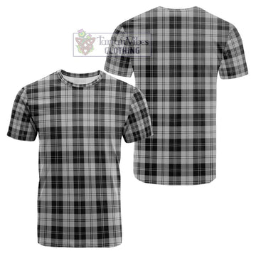 Erskine Black and White Tartan Cotton T-Shirt