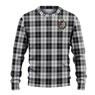 Erskine Black and White Tartan Ugly Sweater with Family Crest