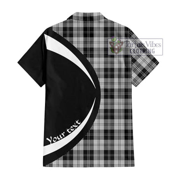 Erskine Black and White Tartan Short Sleeve Button Up with Family Crest Circle Style