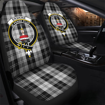 Erskine Black and White Tartan Car Seat Cover with Family Crest