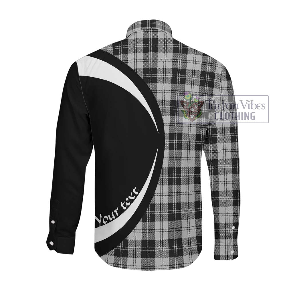 Erskine Black and White Tartan Long Sleeve Button Up with Family Crest Circle Style Men's Shirt - Tartan Vibes Clothing