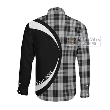 Erskine Black and White Tartan Long Sleeve Button Up with Family Crest Circle Style