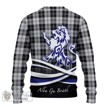 Erskine Black and White Tartan Ugly Sweater with Alba Gu Brath Regal Lion Emblem