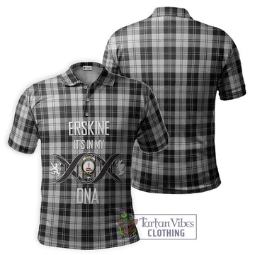 Erskine Black and White Tartan Polo Shirt with Family Crest DNA In Me Style