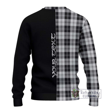 Erskine Black and White Tartan Ugly Sweater with Family Crest and Half Of Me Style