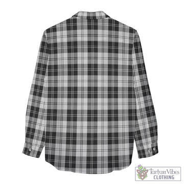 Erskine Black and White Tartan Women's Casual Shirt with Family Crest