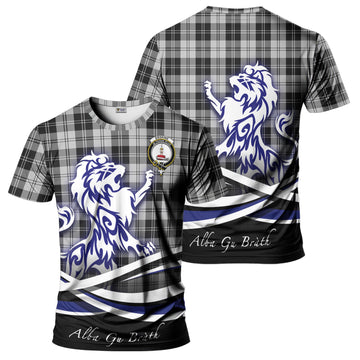 Erskine Black and White Tartan T-Shirt with Alba Gu Brath Regal Lion Emblem