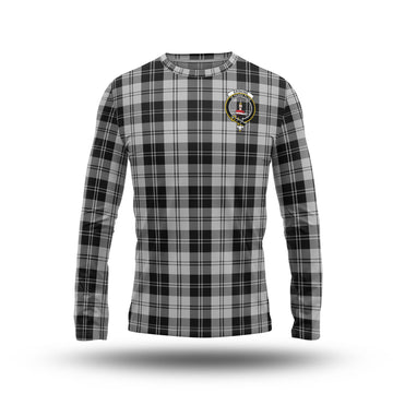 Erskine Black and White Tartan Long Sleeve T-Shirt with Family Crest