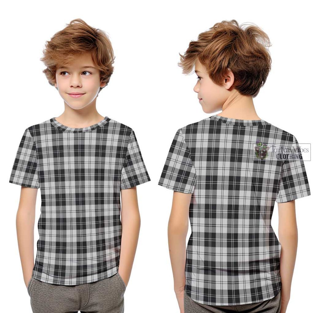 Erskine Black and White Tartan Kid T-Shirt - Tartanvibesclothing Shop