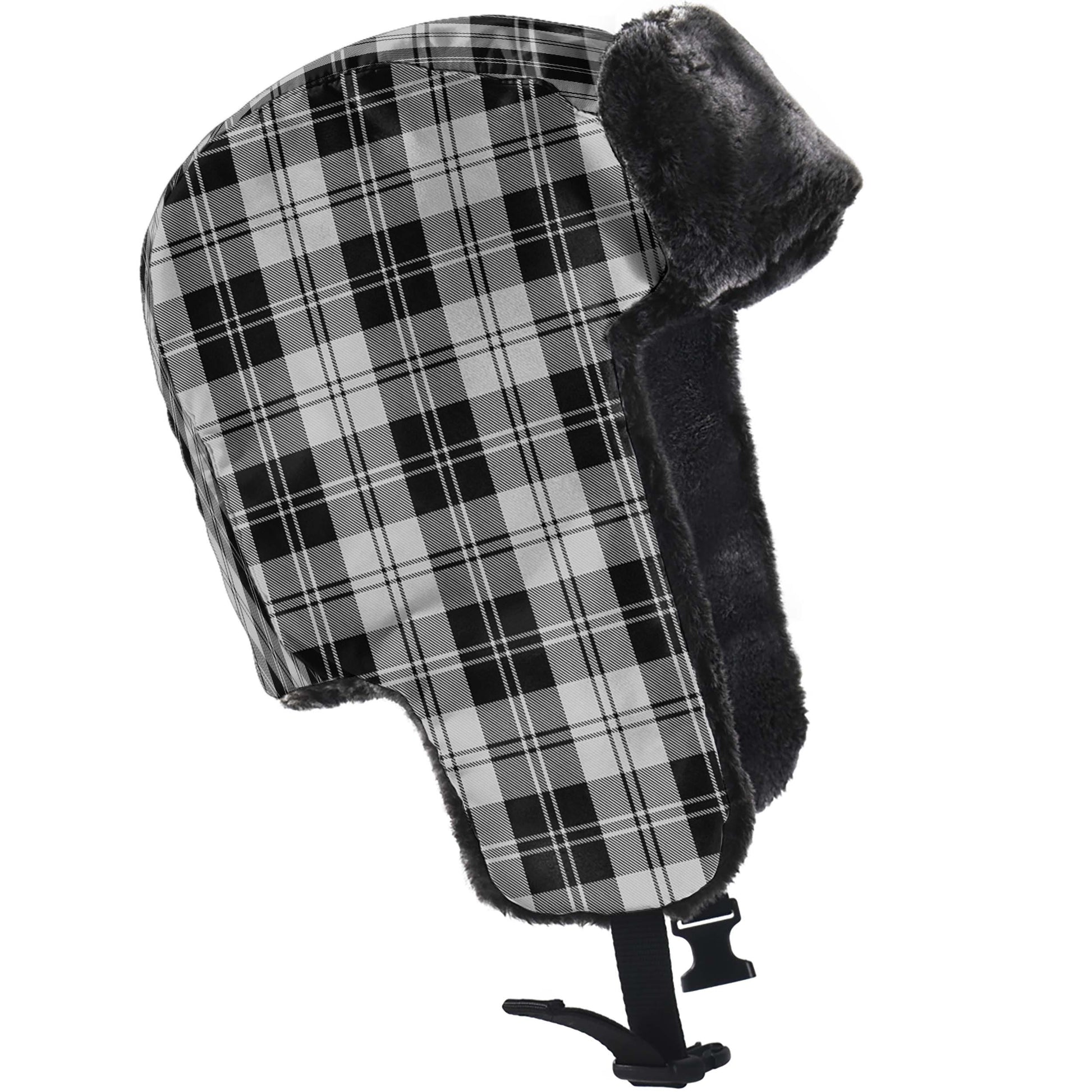 Erskine Black and White Tartan Winter Trapper Hat - Tartanvibesclothing