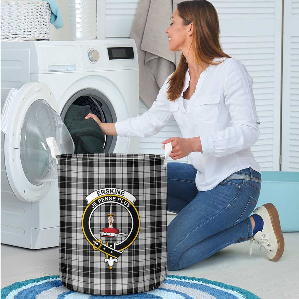 Erskine Black and White Tartan Laundry Basket with Family Crest - Tartanvibesclothing Shop