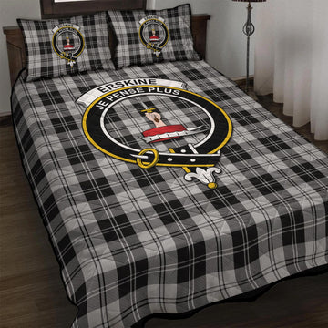 Erskine Black and White Tartan Quilt Bed Set with Family Crest