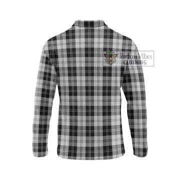 Erskine Black and White Tartan Long Sleeve Polo Shirt with Family Crest DNA In Me Style