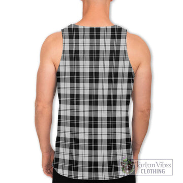 Erskine Black and White Tartan Men's Tank Top with Family Crest DNA In Me Style