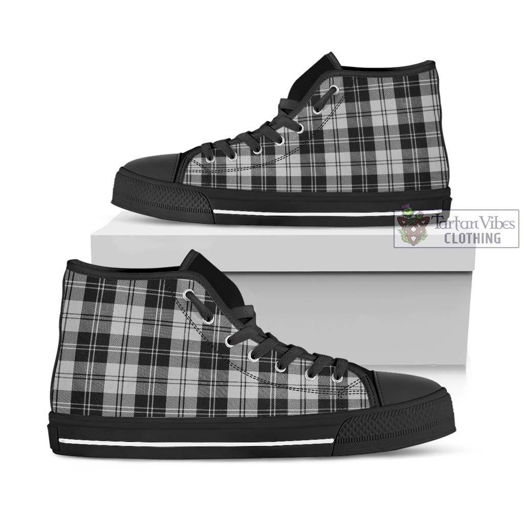 Tartan Vibes Clothing Erskine Black and White Tartan High Top Shoes