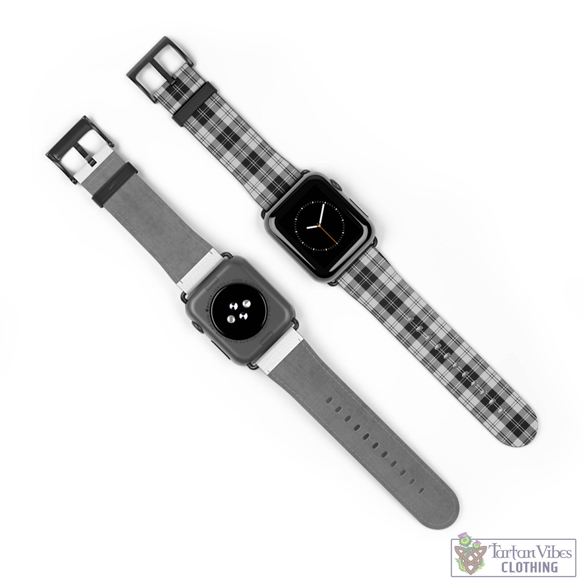 Tartan Vibes Clothing Erskine Black and White Tartan Watch Band