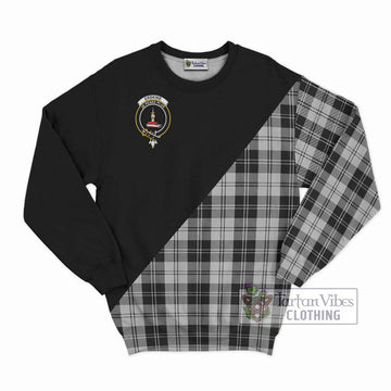 Erskine Black and White Tartan Sweatshirt with Family Crest and Military Logo Style