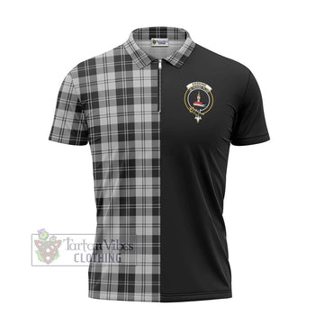 Erskine Black and White Tartan Zipper Polo Shirt with Family Crest and Half Of Me Style