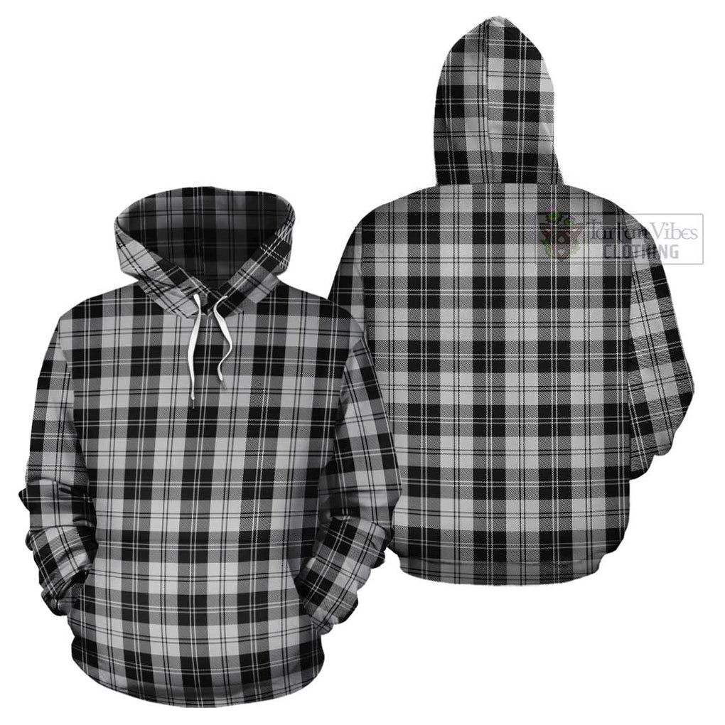 Erskine Black and White Tartan Cotton Hoodie Pullover Hoodie - Tartan Vibes Clothing