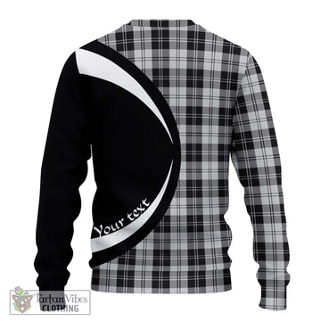 Erskine Black and White Tartan Ugly Sweater with Family Crest Circle Style