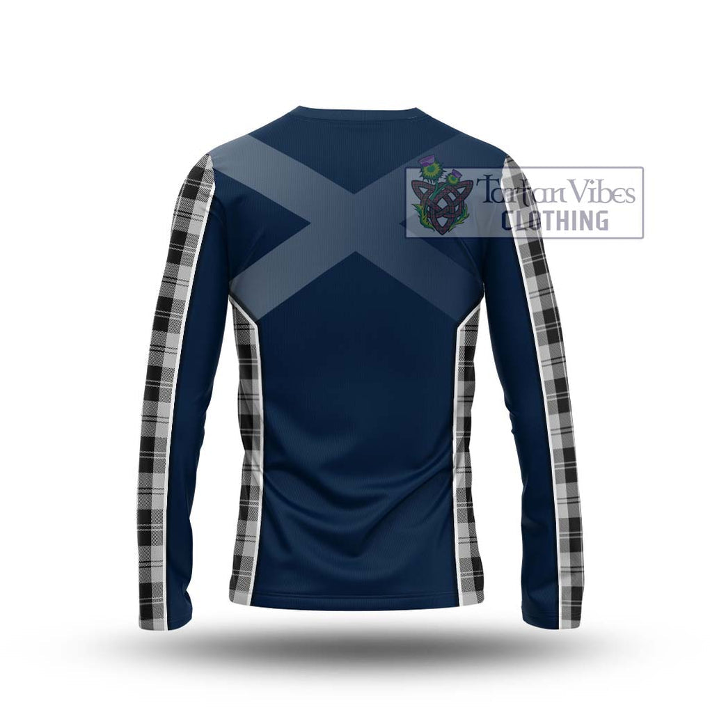 Erskine Black and White Tartan Long Sleeve T-Shirt with Family Crest and Lion Rampant Vibes Sport Style - Tartan Vibes Clothing