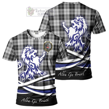 Erskine Black and White Tartan Cotton T-shirt with Alba Gu Brath Regal Lion Emblem