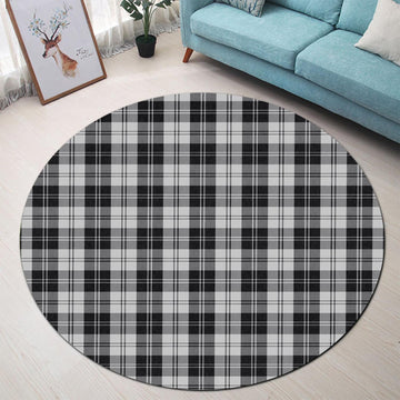 Erskine Black and White Tartan Round Rug