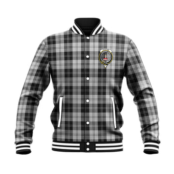 Erskine Black and White Tartan Baseball Jacket with Family Crest