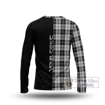 Erskine Black and White Tartan Long Sleeve T-Shirt with Family Crest and Half Of Me Style