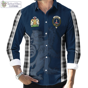 Erskine Black and White Tartan Long Sleeve Button Up Shirt with Family Crest and Lion Rampant Vibes Sport Style