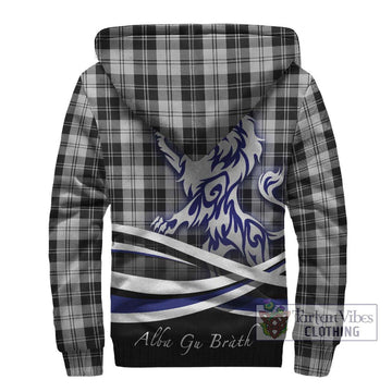 Erskine Black and White Tartan Sherpa Hoodie with Alba Gu Brath Regal Lion Emblem